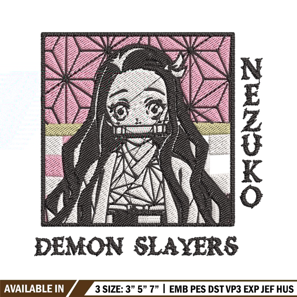 Nezuko frame embroidery design, Nezuko embroidery, Embroidery shirt, Embroidery file, Anime design, Digital download.jpg
