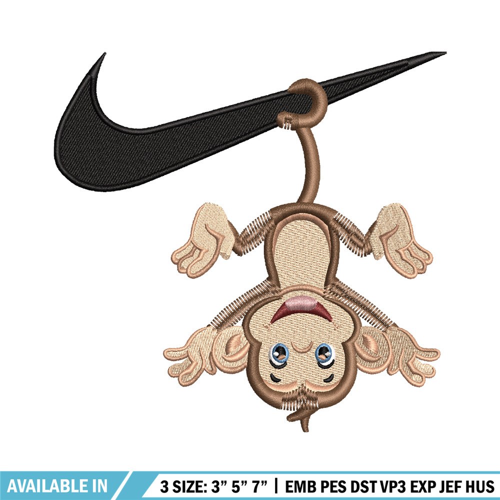 Monkey Nike logo embroidery design, Monkey Nike embroidery, Nike design, logo shirt, Embroidery file, Instant download..jpg