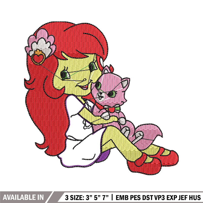 Morangunho gato aplique embroidery design, cartoon embroidery, Embroidery file, Nike design, Instant download.jpg