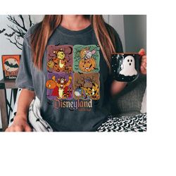 vintage disneyland halloween colors shirt, spooky winnie the pooh & friends tee, disney trick or treat top, classic pooh