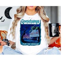 unique comfort colors r.l.stine goosebumps horrorland shirt, perfect hauntingly spooky halloween costume, ideal hallowee
