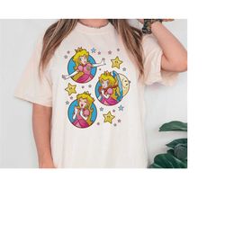 cute comfort colors princess peach mario tee, joyful super mario themed girl power shirt - birthday celebrations, peach