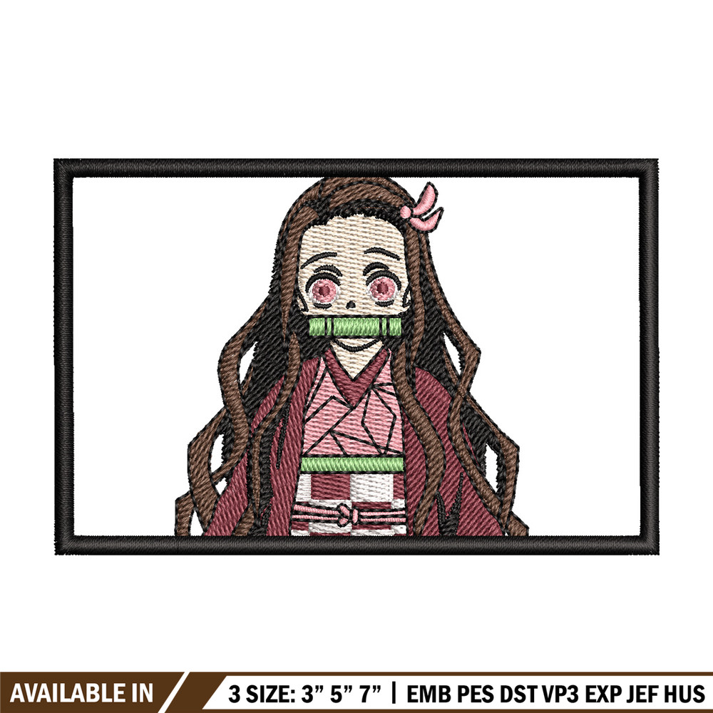 Nezuko rectangle embroidery design, Neuzko embroidery, Anime design, Embroidery shirt, Embroidery file, Digital download.jpg