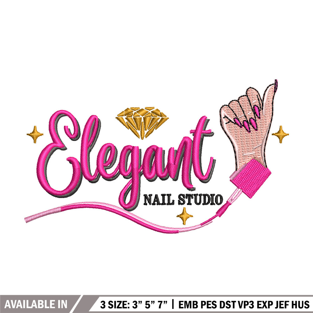 Nail studio embroidery design, Logo embroidery, Embroidery file, Embroidery shirt, Emb design, Digital download.jpg