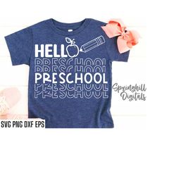 hello preschool svgs | back to school shirt | first day of school | pre-k cut files | kids t-shirt designs | elementary