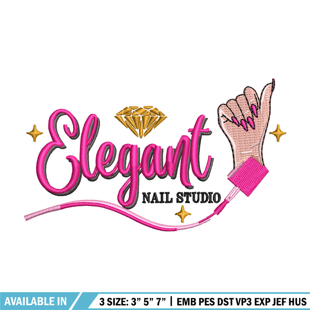 Nail studio embroidery design, Logo embroidery, Embroidery file, Embroidery shirt, Emb design, Digital download.jpg
