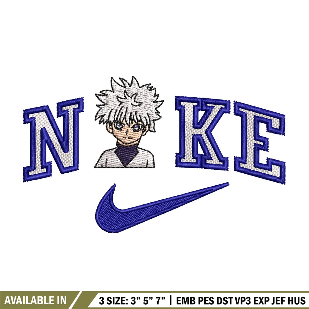 Nike Killua embroidery design, HxH embroidery, Nike design, Embroidery shirt, Embroidery file, Digital download.jpg