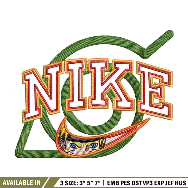 Nike konoha logo embroidery design, Naruto embroidery, Nike design,Embroidery shirt, Embroidery file, Digital download.jpg
