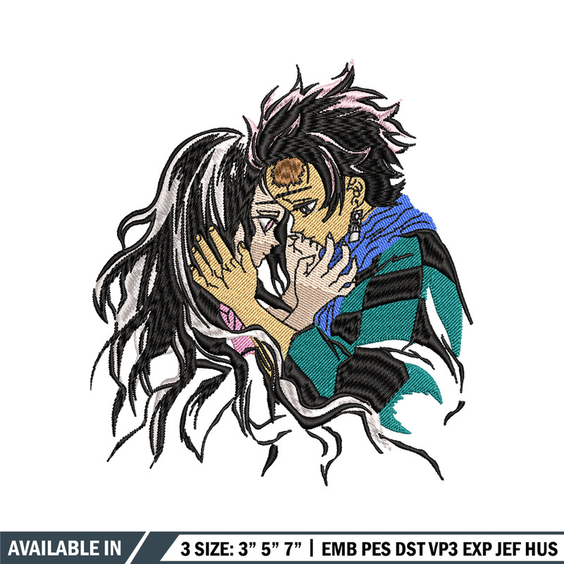 Tanjiro and Nezuko kamado embroidery design, Kimetsu no Yaiba embroidery, anime design, anime shirt, Digital download.jpg