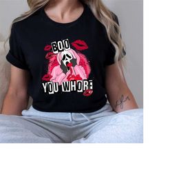 mean girls 'boo you whore' sweatshirt: valentine's horror movie design with spooky bleached look