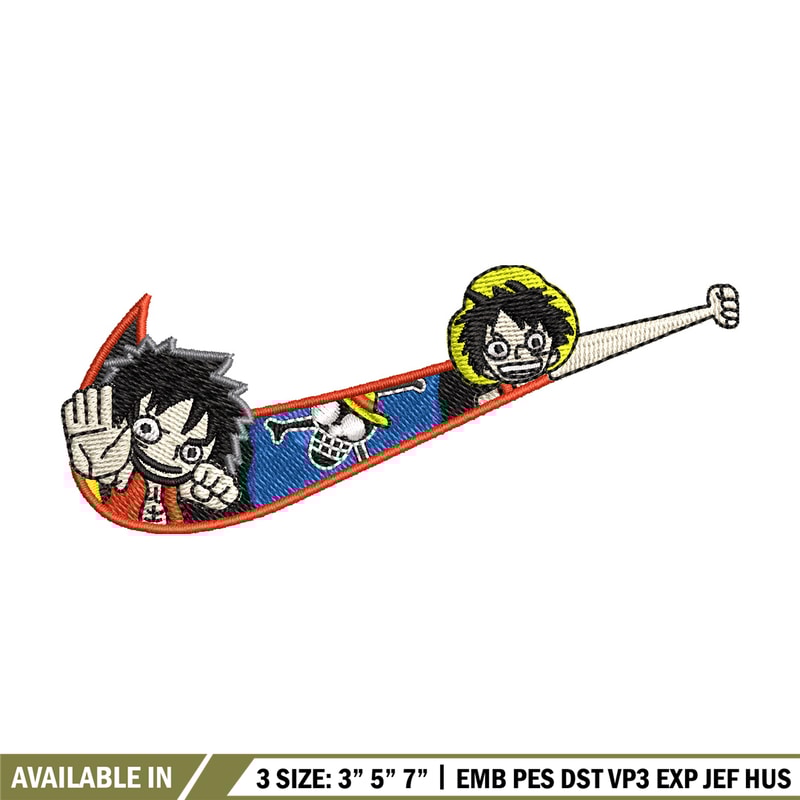 Nike luffy embroidery design, Nike embroidery, Anime design, Embroidery shirt, Embroidery file, Digital download.jpg