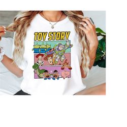 retro disney toy story tee featuring buzz, woody, jessie & aliens: perfect disneyland vacation souvenir, ideal disney ho