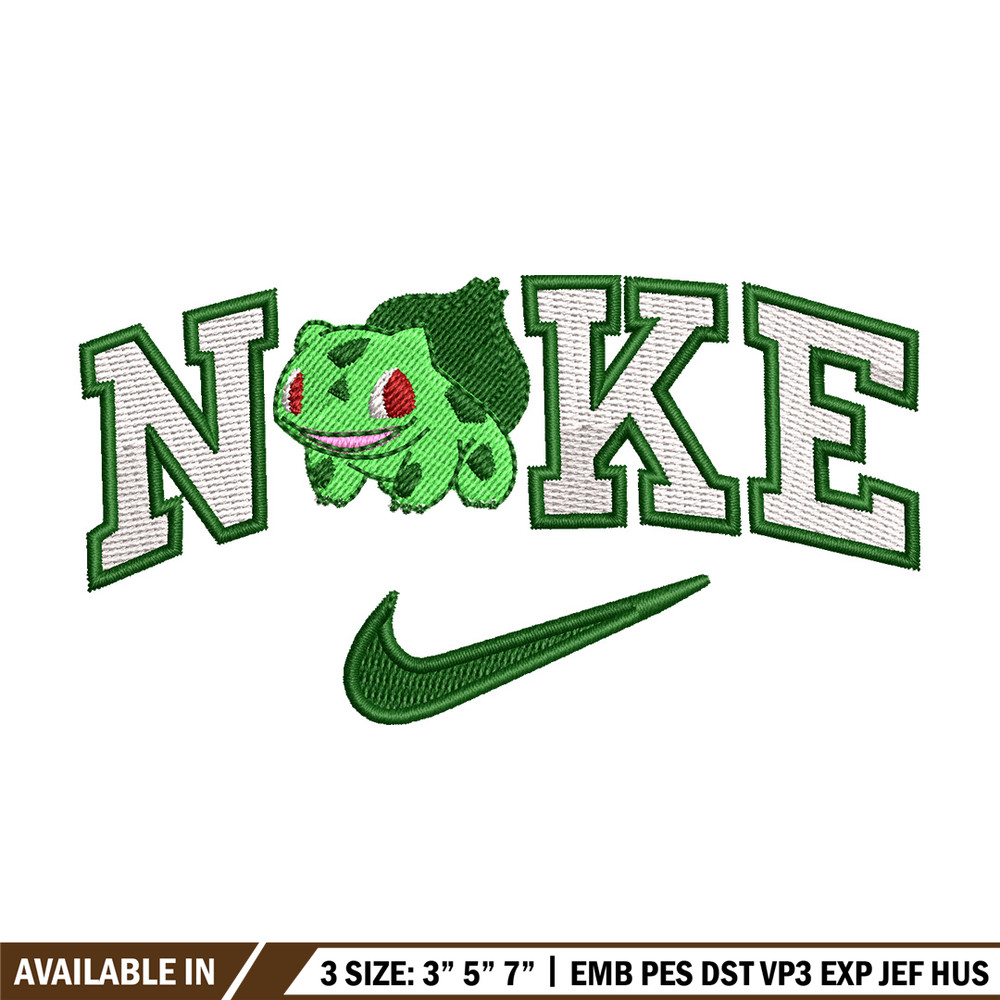 Nike bulbasaur embroidery design, Pokemon embroidery, Nike design, Embroidery shirt, Embroidery file,Digital download.jpg