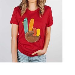 retro peace sign thanksgiving turkey shirt: hello thanksgiving sweatshirt gift