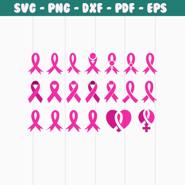 Multiple Pink Ribbon Svg Pink Cancer Ribbon svg, Awareness Ribbon svg bundle, Breast | Inspire ...