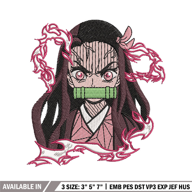 Nezuko angry embroidery design, Neuzko embroidery, Anime design, Embroidery shirt, Embroidery file, Digital download.jpg