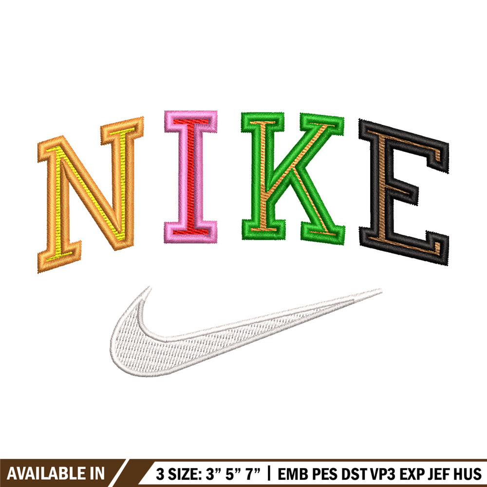 Nike color embroidery design, Nike embroidery, Nike design, Embroidery shirt, Embroidery file, Digital download.jpg