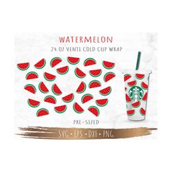 watermelon starbucks cup svg, fruit svg, starbuck cup svg, diy venti for cricut 24oz venti cold cup, digital download