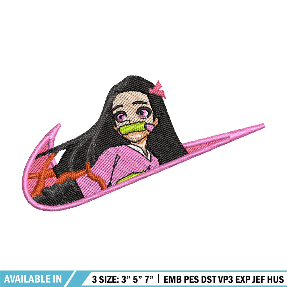 Nezuko cute nike embroidery design, Neuzko embroidery, Anime design, Embroidery shirt, Embroidery file, Digital download.jpg