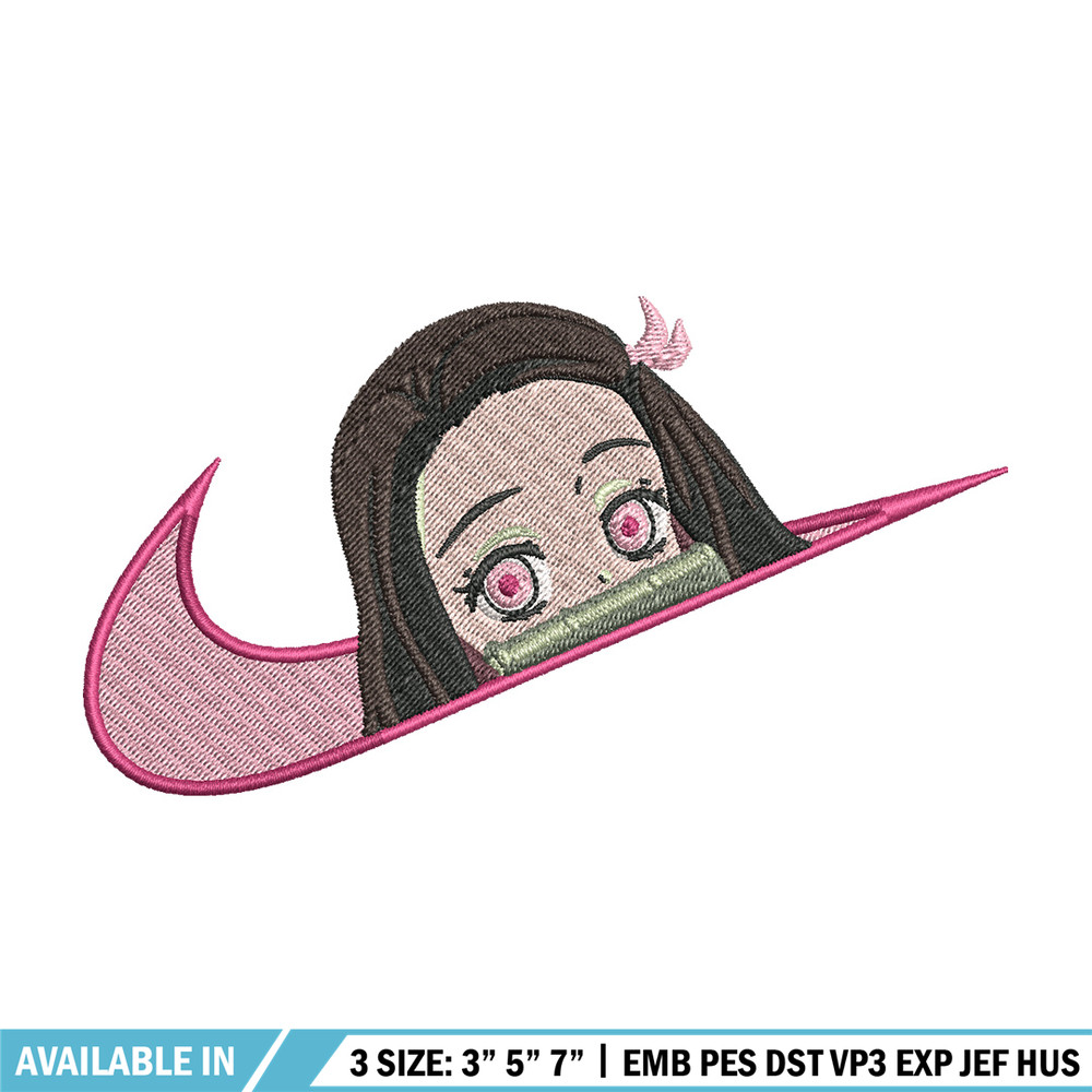 Nezuko cute nike embroidery design, Neuzko embroidery, Nike design, Embroidery shirt, Embroidery file, Digital download.jpg