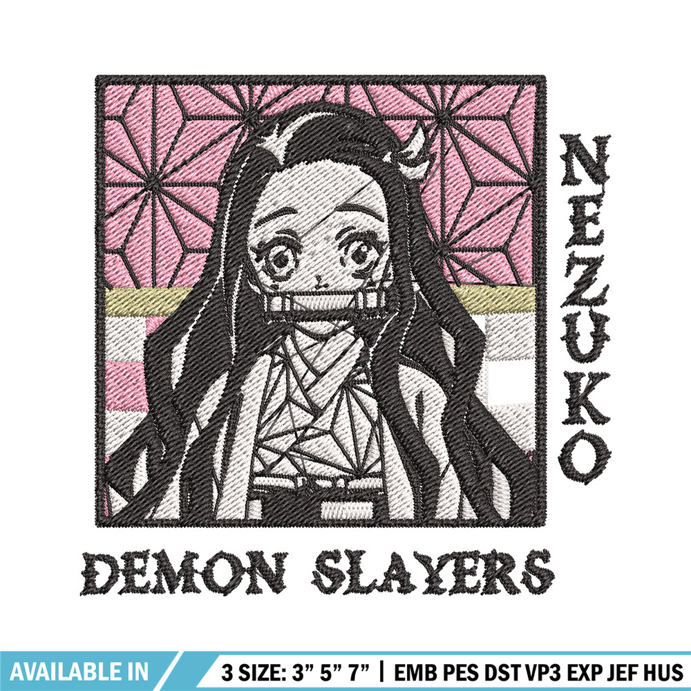 Nezuko frame embroidery design, Nezuko embroidery, Embroidery shirt, Embroidery file, Anime design, Digital download.jpg