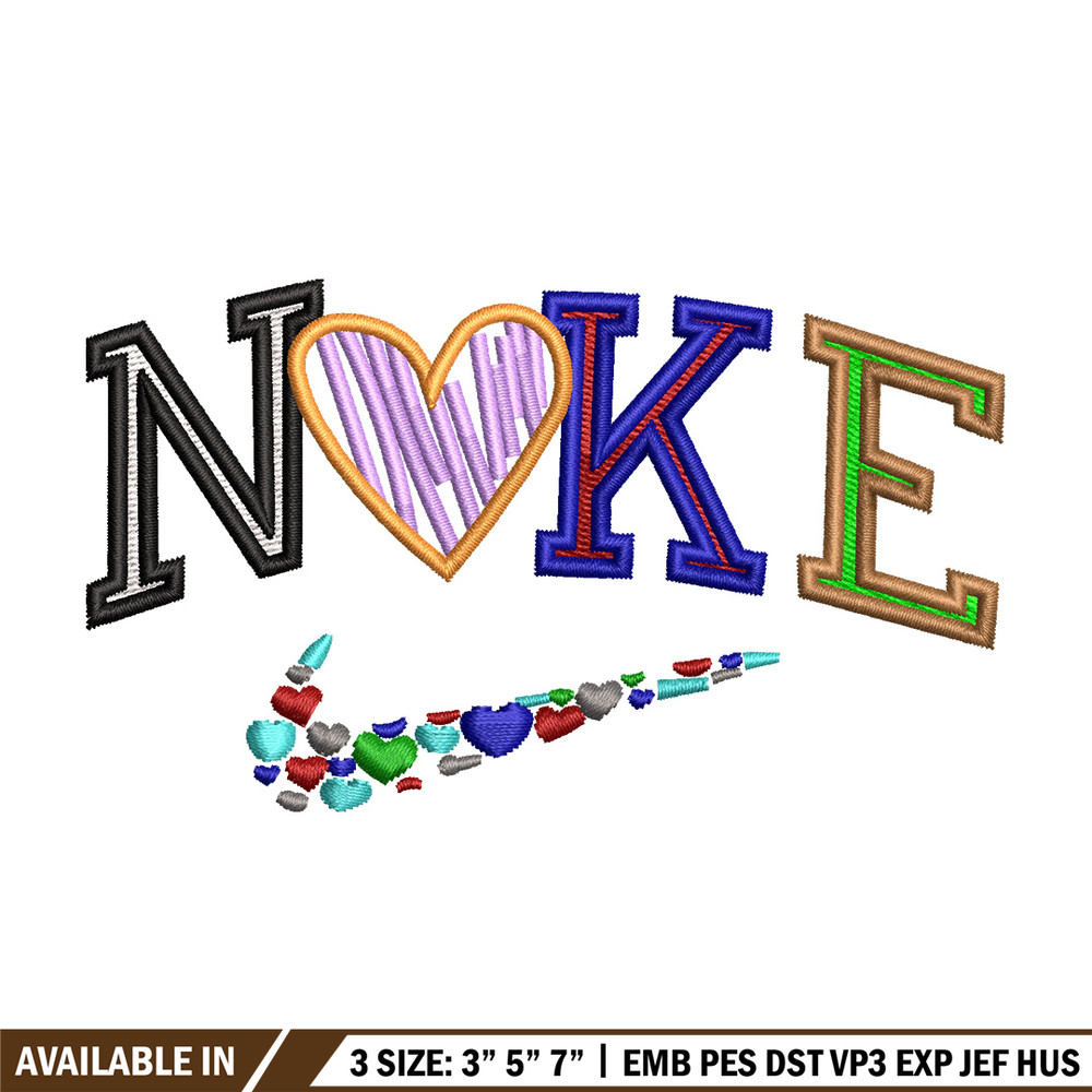 Nike heart color embroidery design, Logo embroidery, Nike design, Embroidery shirt, Embroidery file, Digital download.jpg