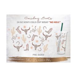 no hole cowboy boots starbucks cup svg, cowboy boots svg, diy venti for cricut 24oz venti cold cup, instant download