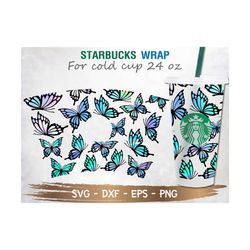 butterfly starbucks cup svg, butterfly svg, diy venti for cricut 24oz venti cold cup, digital download