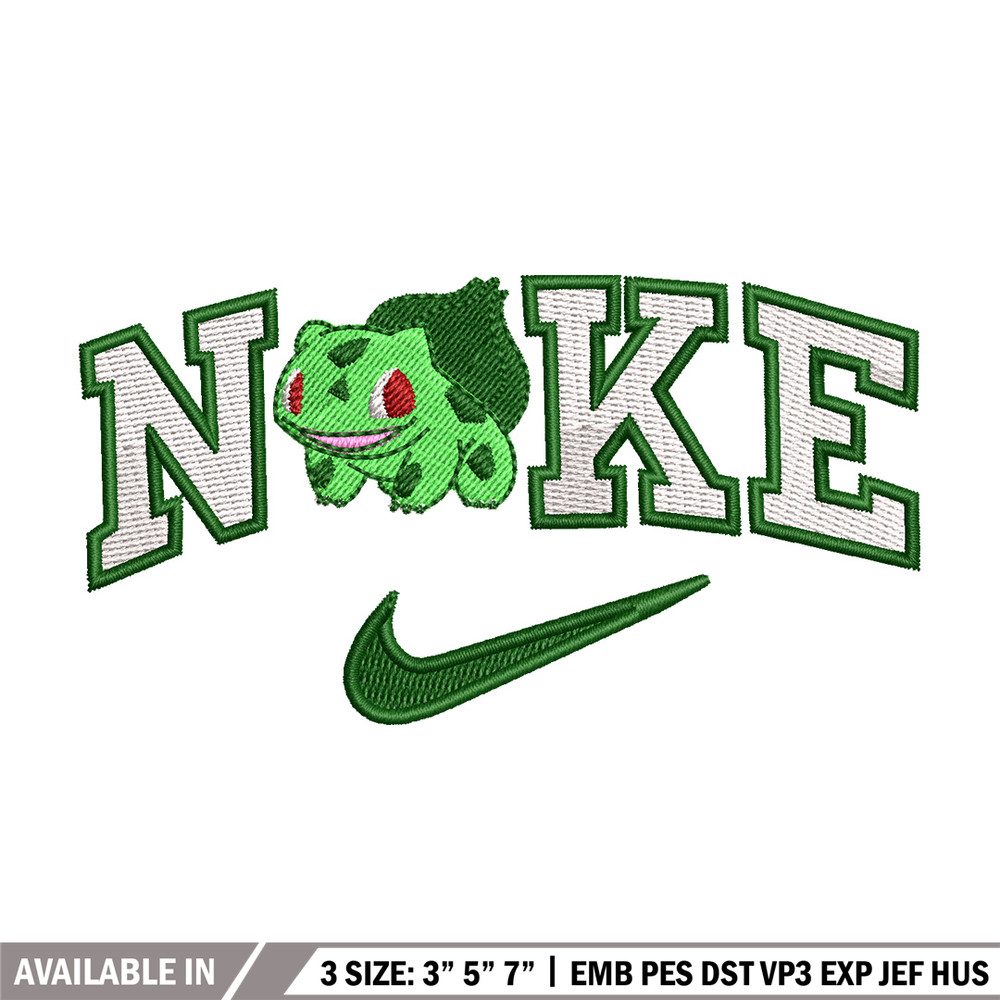 Nike bulbasaur embroidery design, Pokemon embroidery, Nike design, Embroidery shirt, Embroidery file,Digital download.jpg
