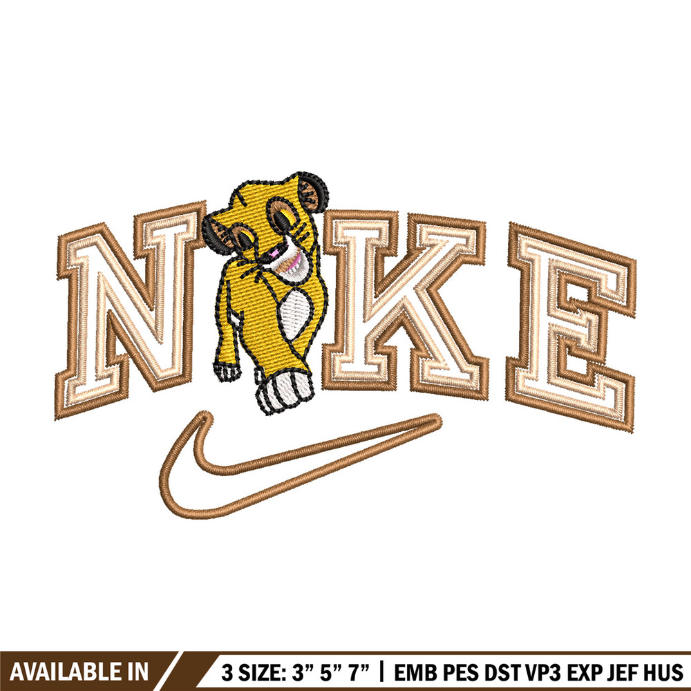 Nike lion child embroidery design, Lion king embroidery,Nike design, Embroidery shirt, Embroidery file, Digital download.jpg
