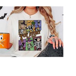 vintage toy story 1995 halloween skeleton shirt, retro disney-inspired tee, woody, buzz lightyear & jessie dress up top,