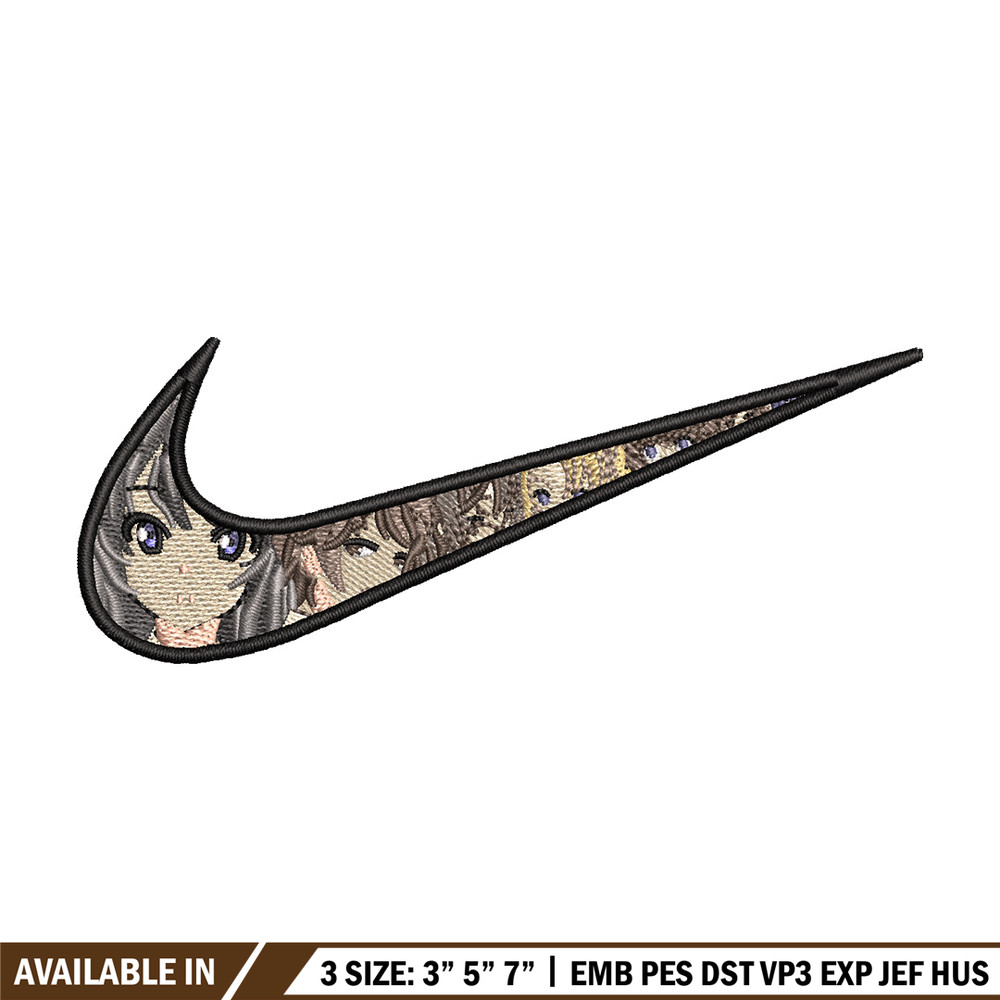Nike mai embroidery design, Seishun Buta embroidery, Nike design,Embroidery file,Embroidery shirt,Digital download.jpg