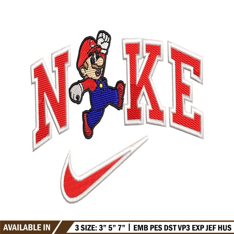 Nike Mario embroidery design, Nike Mario embroidery, Nike design, embroidery file, Logo shirt, Digital download.jpg
