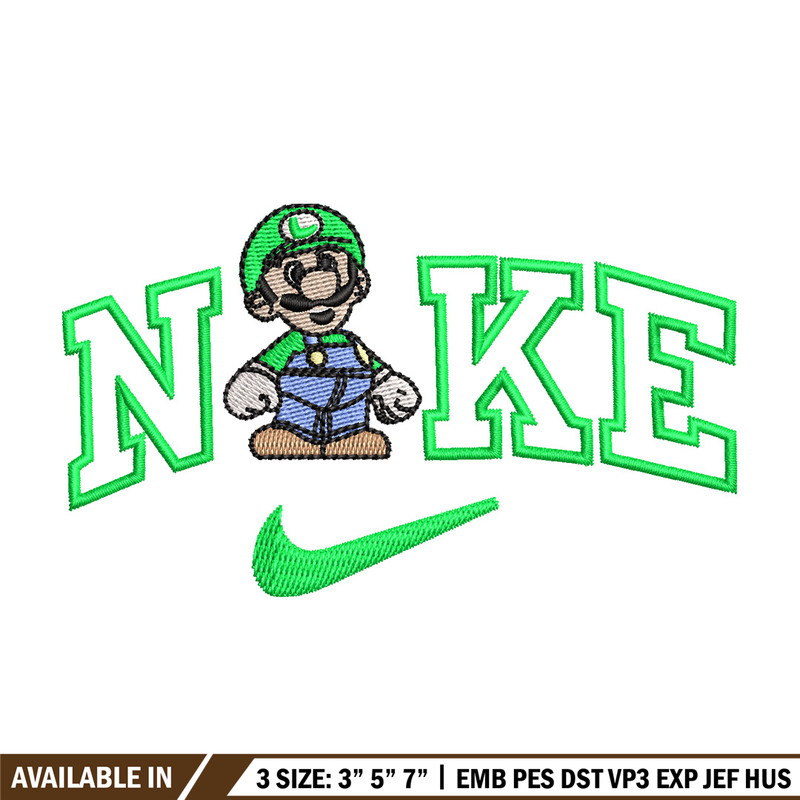 Nike mario green embroidery design, Mario embroidery, Nike design, Embroidery shirt, Embroidery file, Digital download.jpg