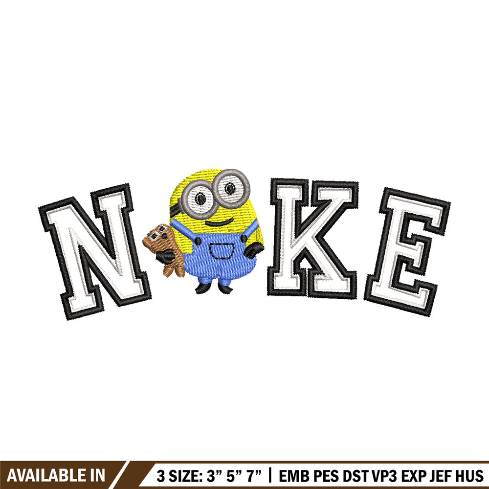 Nike minion embroidery design, Minion embroidery, Nike design, Embroidery shirt, Embroidery file, Digital download.jpg