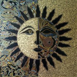 decorative interior art work with gold gold leaf art graphic pattern markers drawing black and gold art