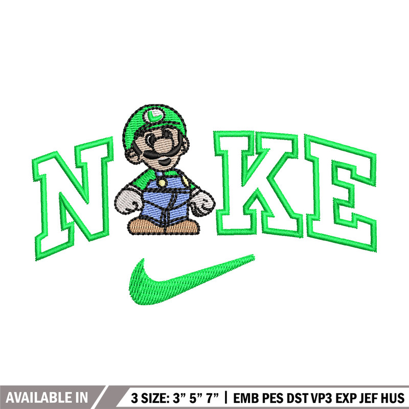 Nike mario green embroidery design, Mario embroidery, Nike design, Embroidery shirt, Embroidery file, Digital download.jpg