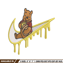 nike winnie the pooh embroidery design, cartoon embroidery, nike design, embroidery file, logo shirt, digital download.