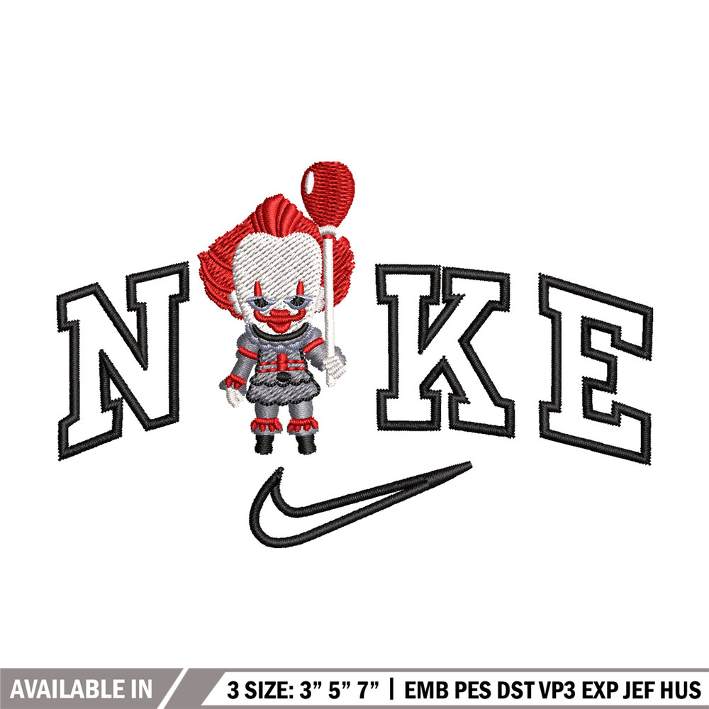 Nike pennywise embroidery design, Horror embroidery, Nike design, Embroidery shirt, Embroidery file, Digital download.jpg
