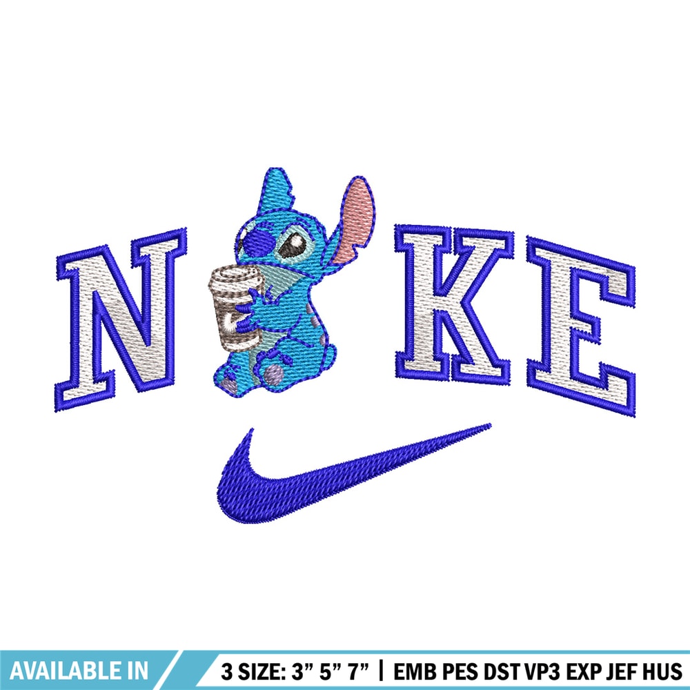 Nike stitch coffee embroidery design, Stitch embroidery, Nike design,Embroidery shirt, Embroidery file, Digital download.jpg