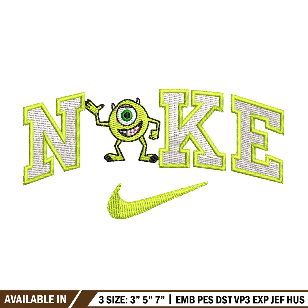 Nike x mike embroidery design, Disney embroidery, Nike design, Embroidery shirt, Embroidery file, Digital download.jpg
