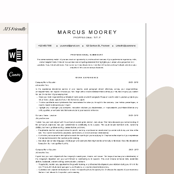 ATS Friendly Resume Template for Canva & Word 5 Pages Inspire Uplift