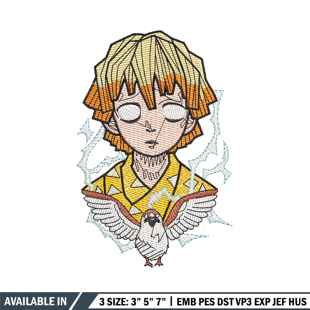 Zenitsu bird embroidery design, Zenitsu embroidery, Anime design, Embroidery shirt, Embroidery file, Digital download.jpg