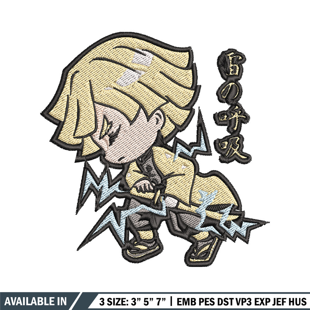 Zenitsu chibi embroidery design, Zenitsu embroidery, Anime design, Embroidery shirt, Embroidery file, Digital download.jpg
