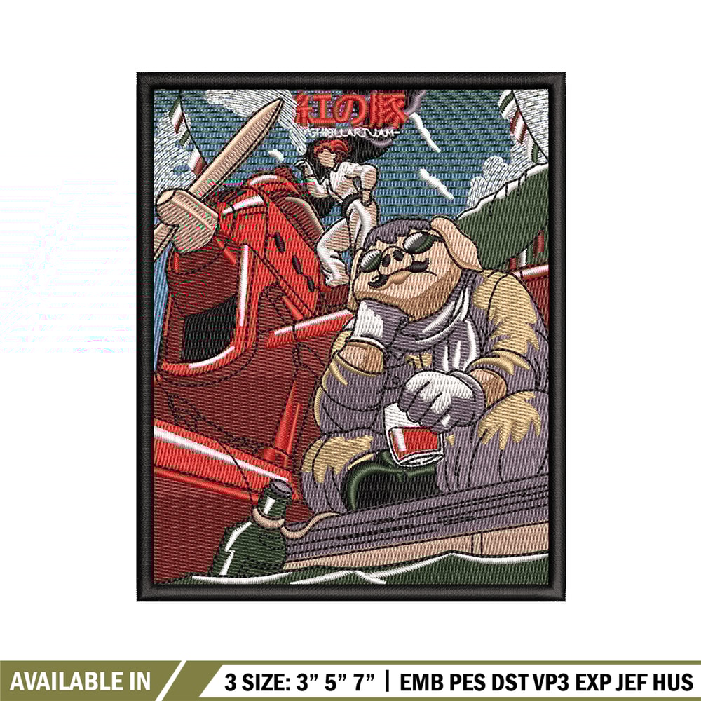 Porco Rosso embroidery design, Ghibli embroidery, Anime design, Embroidery shirt, Embroidery file, Digital download.jpg