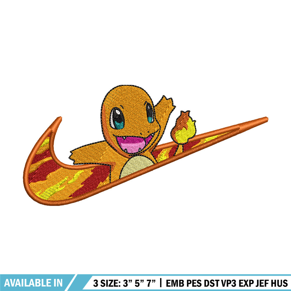 Nike x Charmander embroidery design, Pokemon embroidery,Nike design, Embroidery shirt, Embroidery file, Digital download.jpg