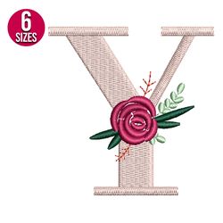 Floral Alphabet Y Letter embroidery design, Machine embroidery pattern, Instant Download