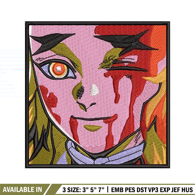 Rengoku face embroidery design, Rengoku embroidery, Anime design, Embroidery shirt, Embroidery file, Digital download.jpg