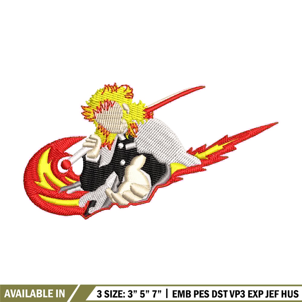 Rengoku Nike fire embroidery design, Kimetsu no Yaiba embroidery, embroidery file, anime design, Digital download.jpg