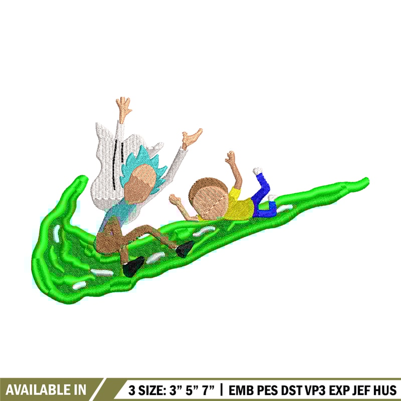 Rick and Morty Nike embroidery design, cartoon embroidery, Nike design, cartoon design, cartoon shirt, Digital download.jpg